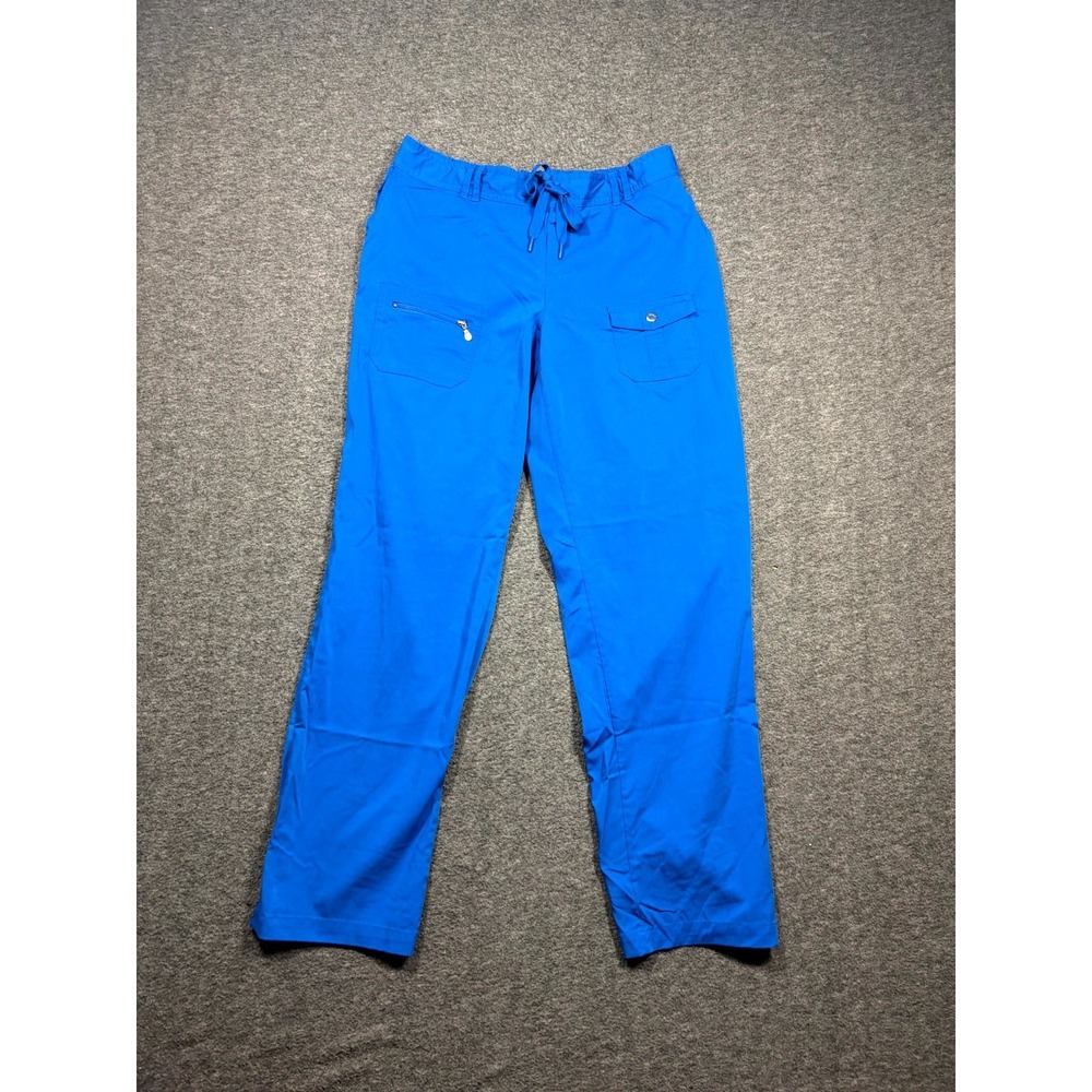 Adar Pro Uniform Cargo Scrub Pants Women's Large Royal Blue Medical Ankle Slit